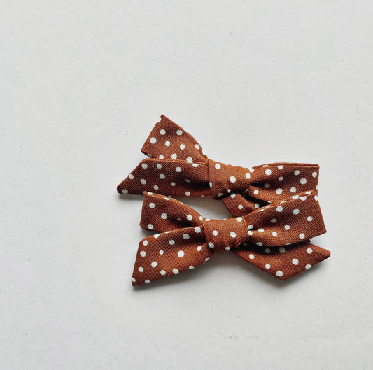 Clay Dotted Pigtail Bows