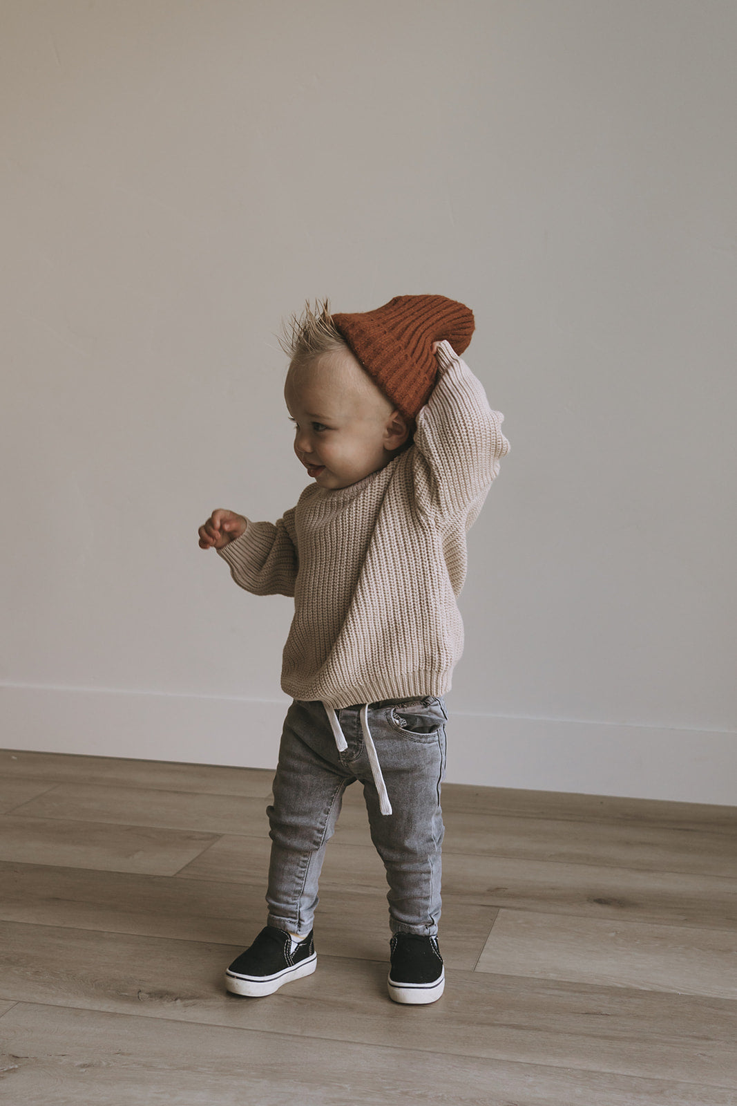 tan knit baby sweater