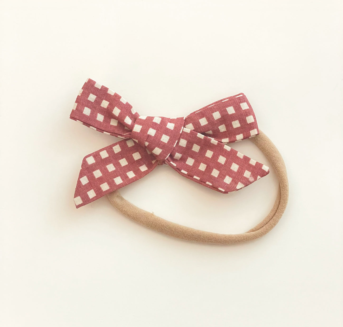 Dusty Rose Checkered Bow