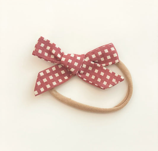 Dusty Rose Checkered Bow