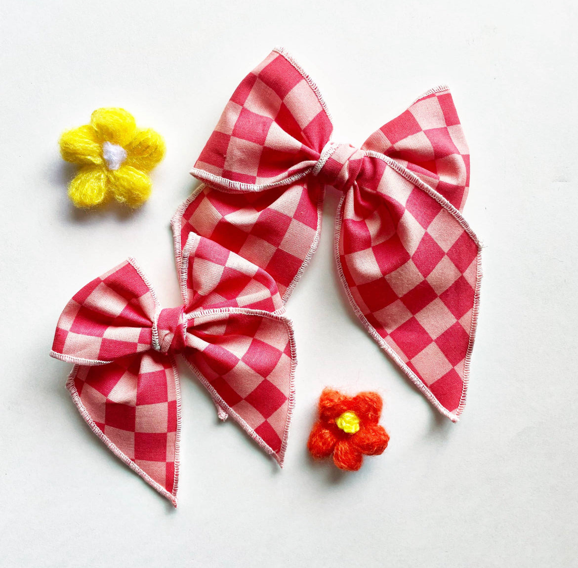 Pink Checkered Bow