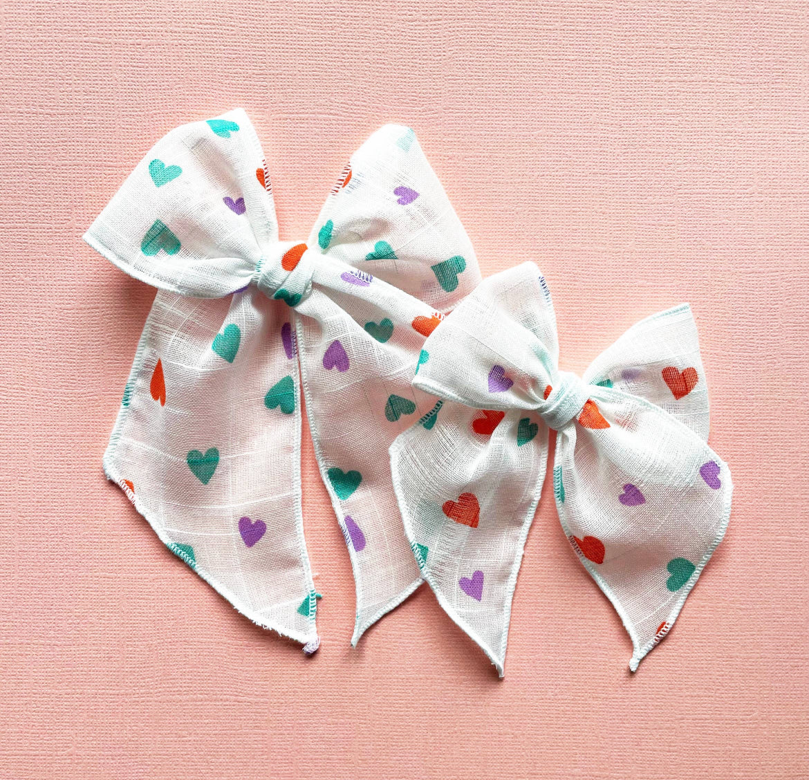 Colorful Mini Hearts Bow