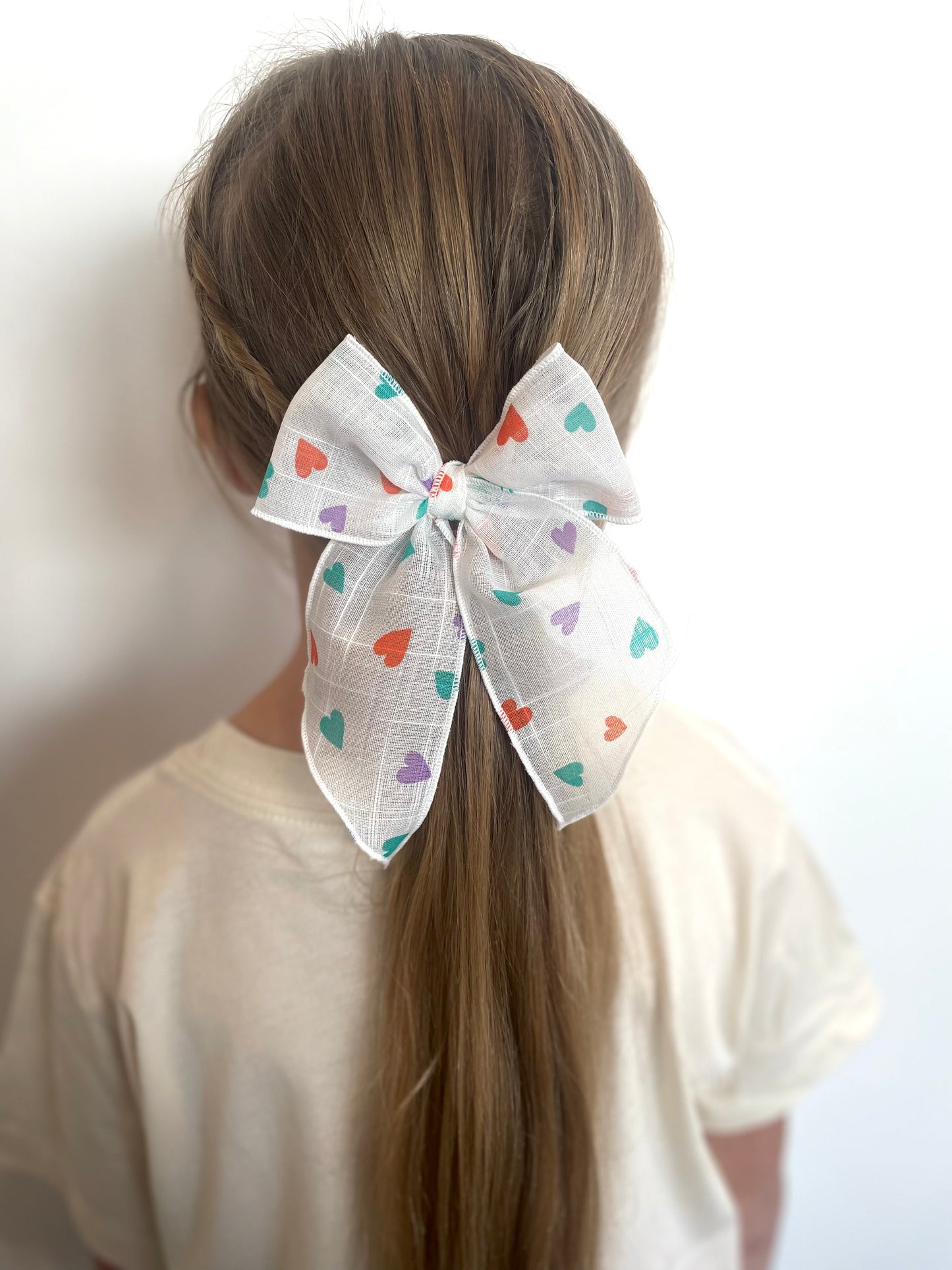 Colorful Mini Hearts Bow